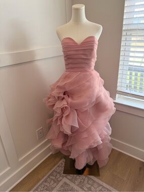 Stunning NWT Dusty Rose Ruffled Evening Gown